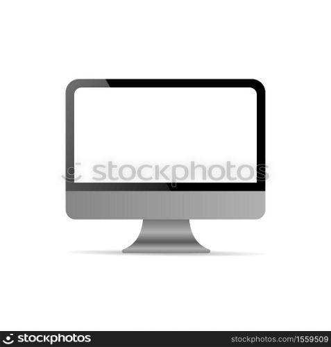 Realistic computer display with blank white screen and shadow. Vector EPS10 illustration.. Realistic computer display with blank white screen and shadow.