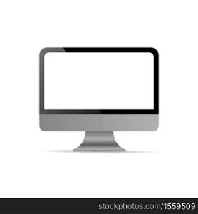 Realistic computer display with blank white screen and shadow. Vector EPS10 illustration.. Realistic computer display with blank white screen and shadow.