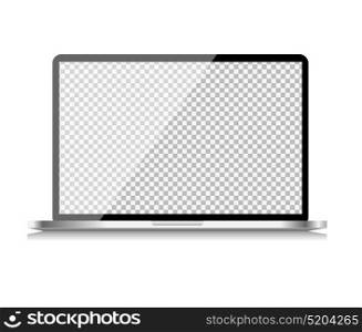 Realistic Computer Laptop with Transparent Wallpaper on Screen Isolated on White Background. Vector Illustration EPS10. Realistic Computer Laptop with Transparent Wallpaper on Screen Isolated on White Background. Vector Illustration