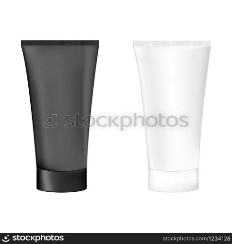 Realistic Cosmetic package for cream, soups, foams, shampoo isolated on white background. Vector illustration. Eps 10.
