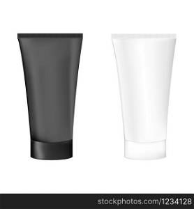 Realistic Cosmetic package for cream, soups, foams, shampoo isolated on white background. Vector illustration. Eps 10.