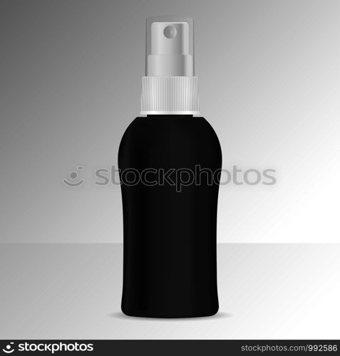 Realistic Cosmetic Spray bottle can. Dispenser sprayer container for cream, shampoo, and other cosmetics With lid. Mock up Template For Your Design. vector illustration.. Realistic Cosmetic Spray bottle can. Dispenser