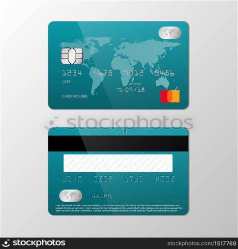 Realistic credit card mockup template, vector illustration