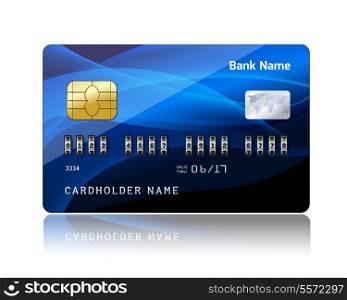 Realistic credit card with security combination code lock for financial protection concept isolated vector illustration
