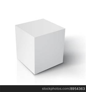 Realistic cube paper white cube vector image