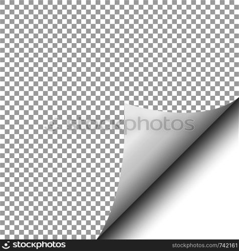 Realistic curled corner and shadow on transparent background