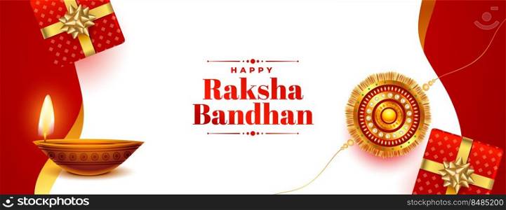 realistic decorative raksha bandhan festival wishes card banner