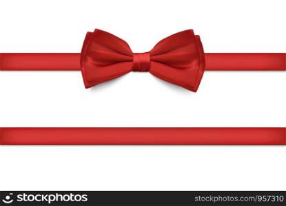 Realistic different Red ribbon bows set, vector design element illustration