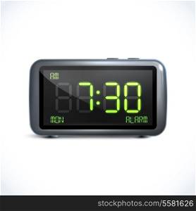 Realistic digital alarm clock with lcd display isolated vector illustration