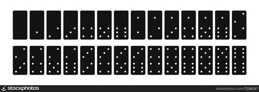 Realistic Domino, full set, black color, flat design.