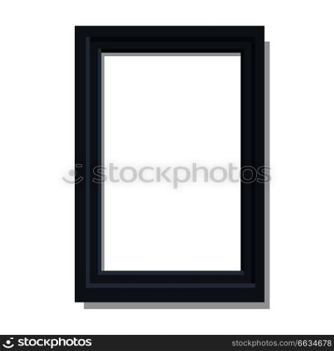 Realistic double black photo frame in flat design. Vector illustration of wooden border isolated on white background, blank memory card. Realistic Dual Black Frame Flat and Shadow Theme