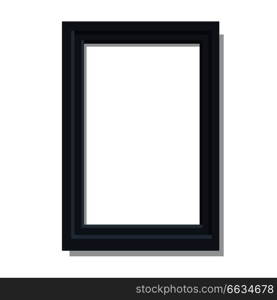 Realistic double black photo frame in flat design. Vector illustration of wooden border isolated on white background, blank memory card. Realistic Dual Black Frame Flat and Shadow Theme