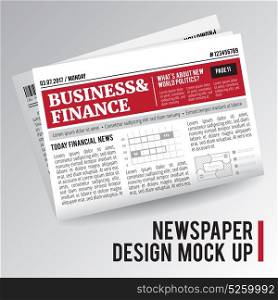 Realistic Economic Newspaper. Folded, single, realistic economic newspaper with business and finance information on white background isolated vector illustration