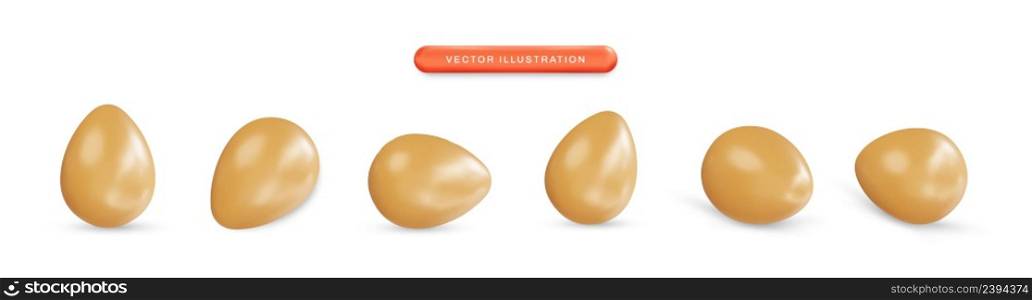 Realistic eggs set 3d vector illustration