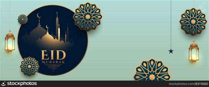 realistic eid mubarak islamic banner design