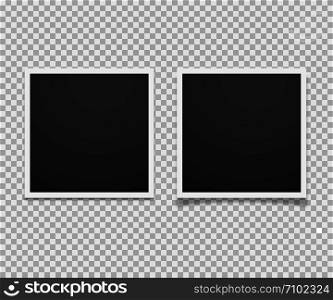 Realistic empty photo frame on transparent background with shadow. Trendy mockup. EPS 10. Realistic empty photo frame on transparent background with shadow. Trendy mockup.