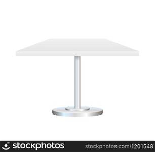 Realistic empty round table with metal stand isolated on white background. Vector stock illustration. Realistic empty round table with metal stand isolated on white background. Vector stock illustration.