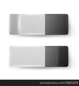 Realistic Eraser Isolated Vector. Classic Grey White Rubber Icon. Isolated Illustration. Realistic Eraser Isolated Vector. Classic Grey White Rubber Icon