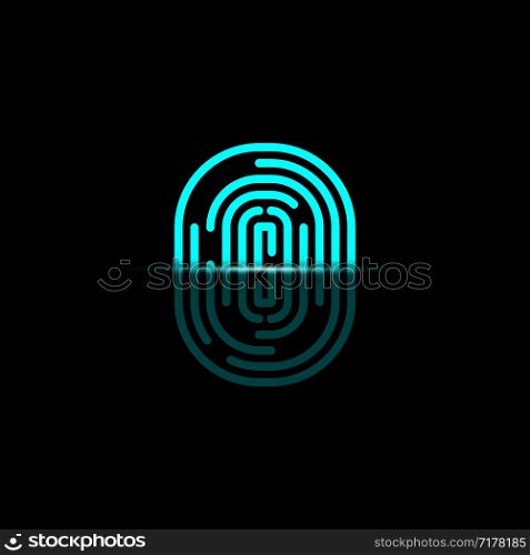 Realistic Fingerprint scanner in flat style. Identification system. Black background. Esp10. Realistic Fingerprint scanner in flat style. Identification system. Black background