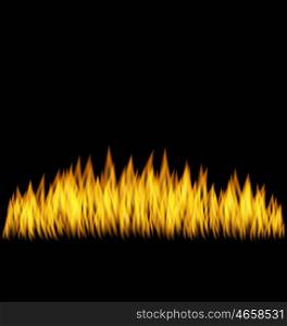 Realistic Fire Flame Isolated. Illustration Realistic Fire Flame Isolated on Black Background - Vector
