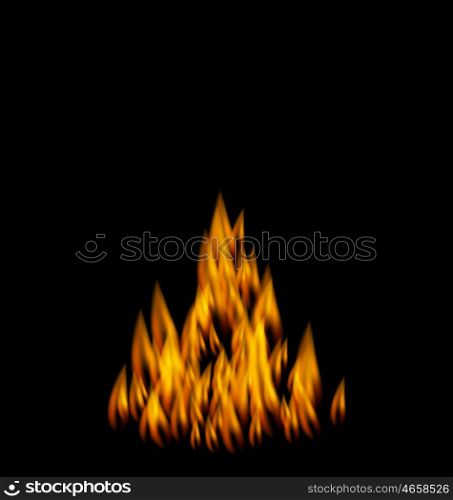 Realistic Fire Flame on Black Background. Illustration Realistic Fire Flame on Black Background - Vector