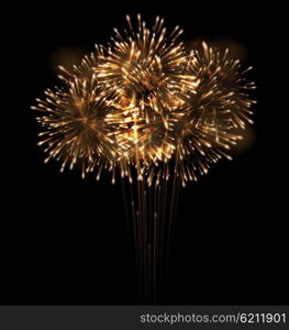 Realistic Fireworks Exploding in the Night Sky. Illustration Realistic Fireworks Exploding in the Night Sky - Vector