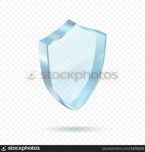 Realistic glossy guard shield isolated on transparent background. Premium vector illustration.