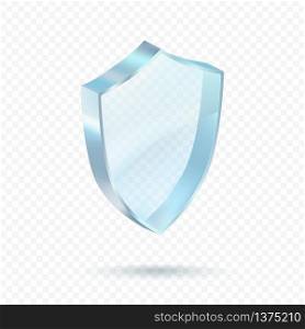 Realistic glossy guard shield isolated on transparent background. Premium vector illustration.