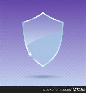 Realistic glossy guard shield isolated on transparent background. Premium vector illustration.