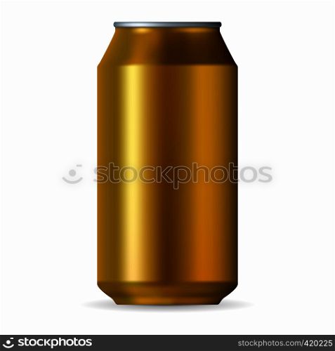 Realistic gold aluminum can isolated on a white background. Realistic gold aluminum can