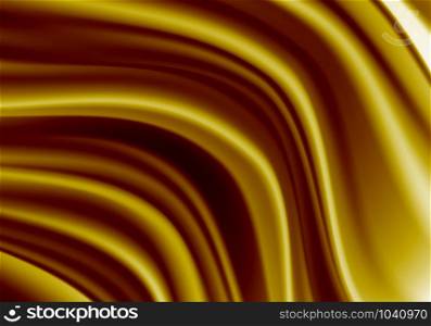Realistic gold silk satin fabric wave luxury background vector illustration.