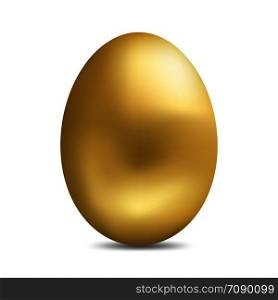Realistic golden egg isolated on white background. Easter egg for greeting card.
