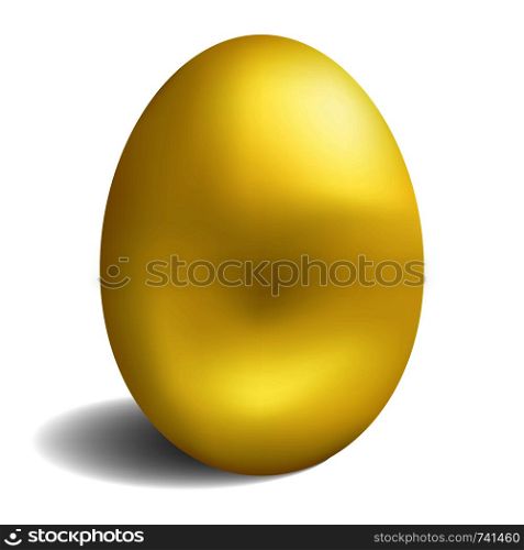 Realistic golden egg isolated on white background. Easter egg for greeting card. Vector illustration.