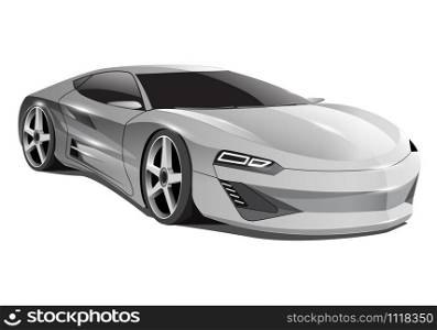 Realistic grey car sport 3D on white background design modern futuristic technology vector illustration.