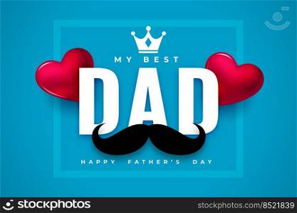 realistic happy fathers day blue card