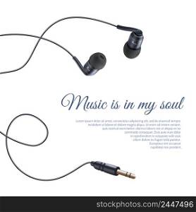 Realistic headphones headset sound equipment accessory music poster vector illustration