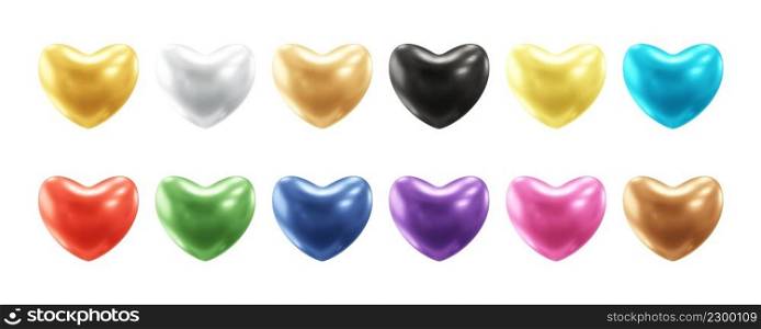 Realistic heart collection 3d vector illustration