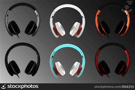 Realistic high quality modern headset wired or wireless. Digital dj headphones vector illustration. Electronic studio speakers Commercial ads mockup.. Realistic modern Vector headset wired or wireless