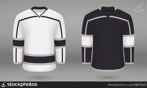 Realistic hockey kit, shirt template for ice hockey jersey. Los Angeles Kings. Shirt template forice hockey jersey