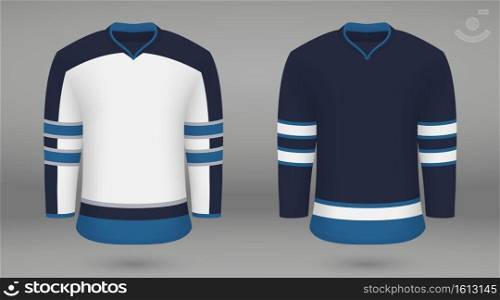 Realistic hockey kit, shirt template for ice hockey jersey. Winnipeg Jets. Shirt template forice hockey jersey