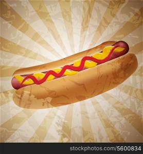 Realistic hot dog vector illustration