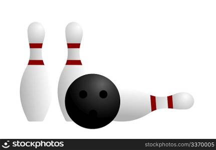 Realistic illustration ball and pin of bowling - vector