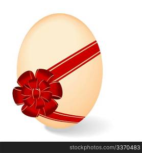 Realistic illustration by Easter egg with red bow - vector