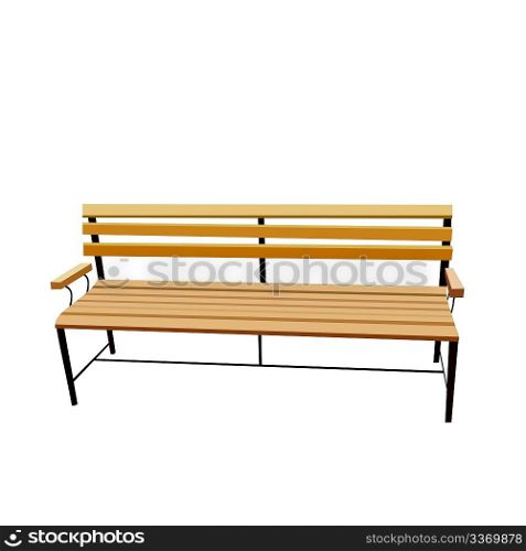 Realistic illustration of bench is isolated on white background. Vector