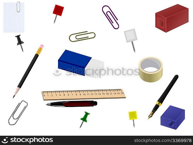 Realistic illustration of set office goods. Vector