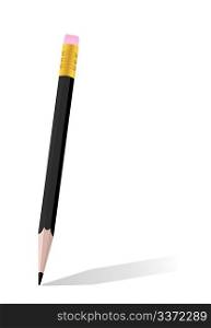 Realistic illustration of single black pencil - vector
