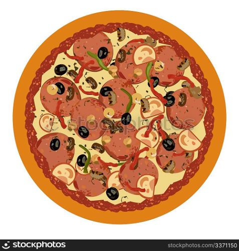 Realistic illustration pizza on white background - vector