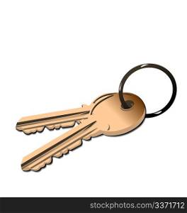 Realistic illustration the golden keys isolated of white background - vector