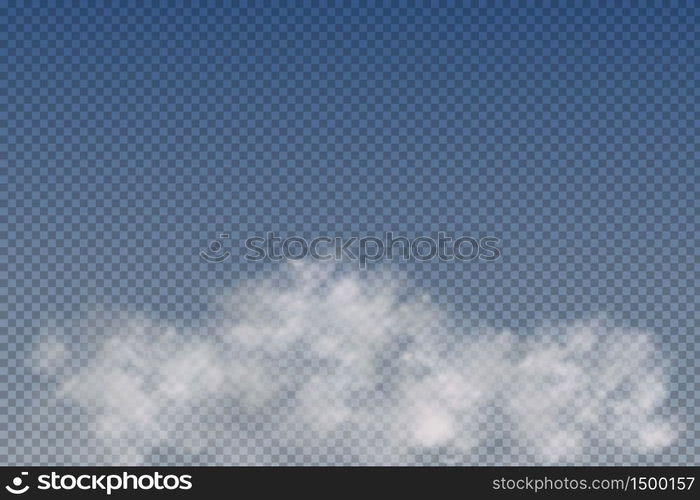 Realistic isolated and transparent clouds,fog or smoke on a blue background.