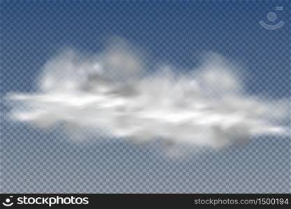 Realistic isolated and transparent clouds,fog or smoke on a blue background.